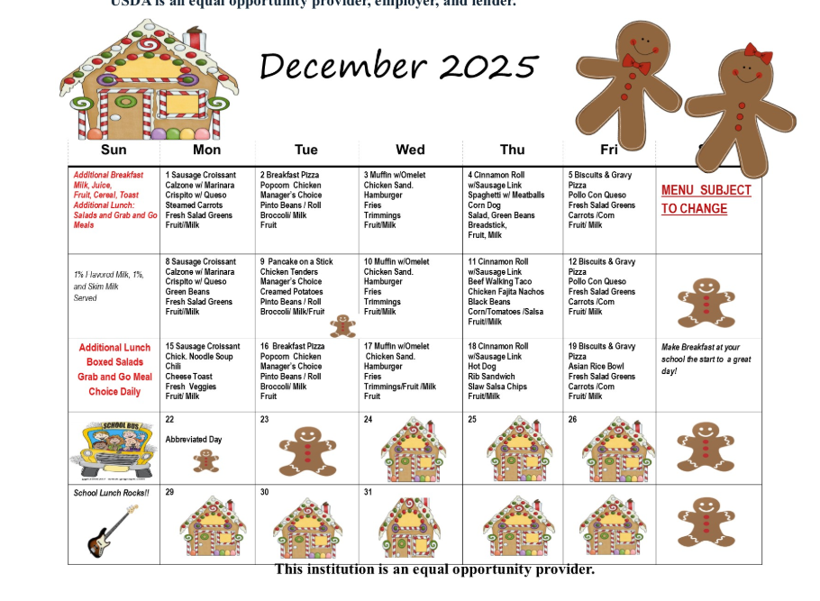 December Lunch Menu