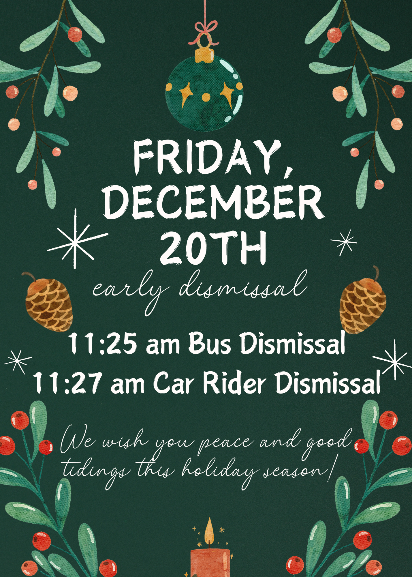 Friday December 20 dismissal