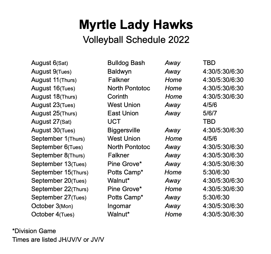 volleyball schedule