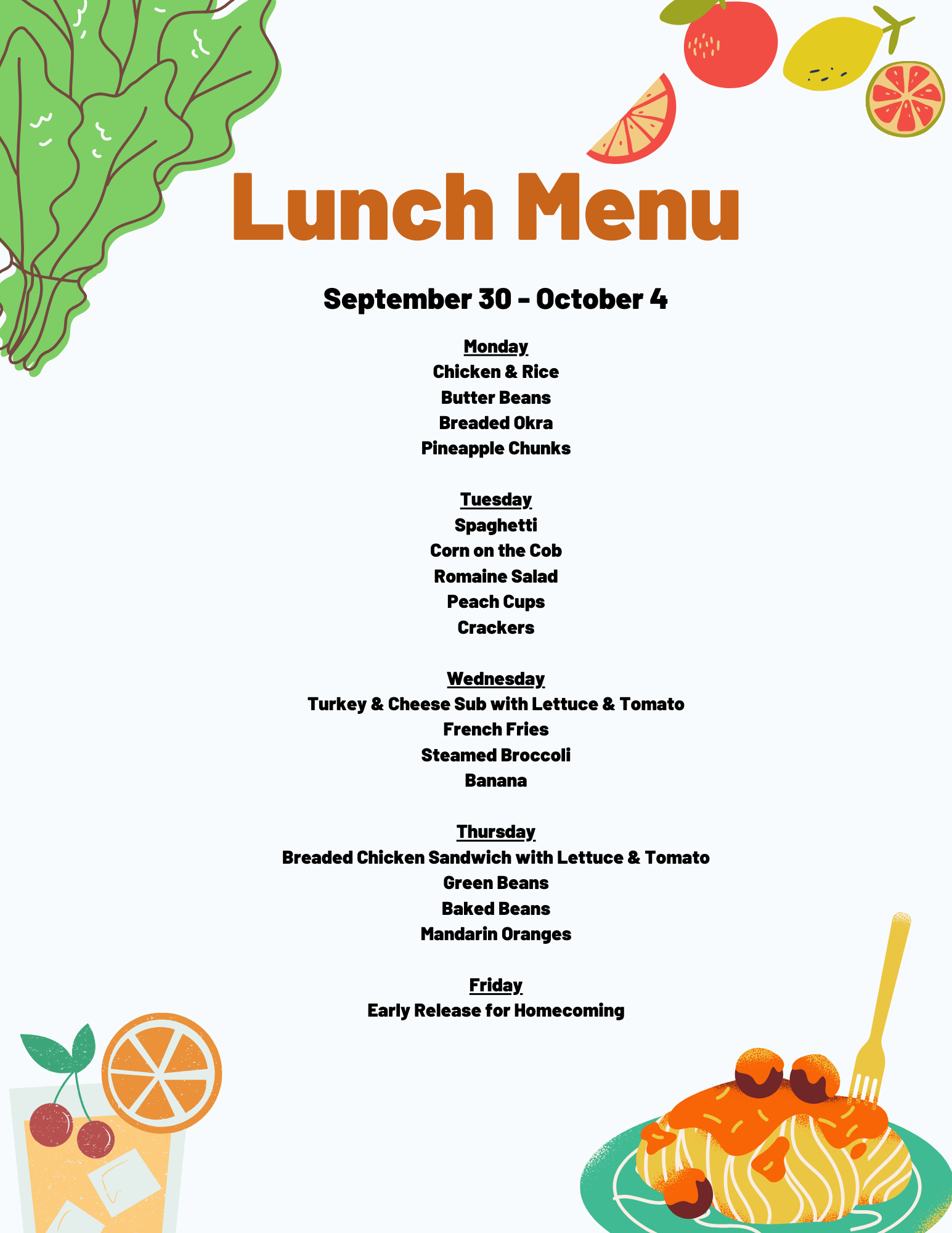 Sept 30-Oct4 Menu