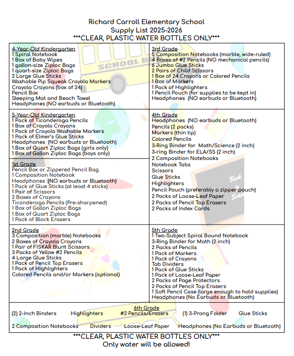 School Supply List