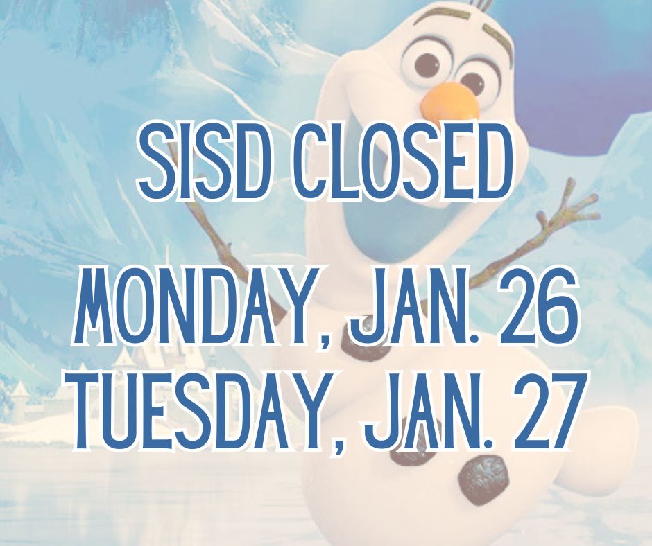 ❄️🎶 Do you wanna build a snowman? 🎶 ❄️  Because there will be NO SCHOOL on Monday, January 26 and Tuesday, Jan.27, due to inclement weather. ⛄❄️   Stay warm, stay safe, and have fun! 💙❄️