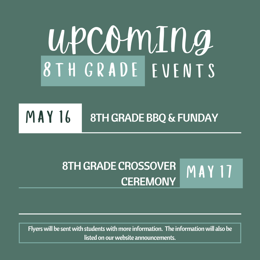 8th Grade Upcoming Events