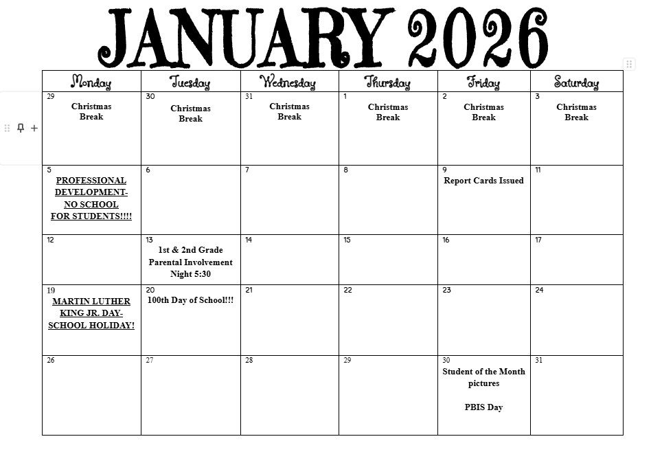 jan. 2026 Calendar
