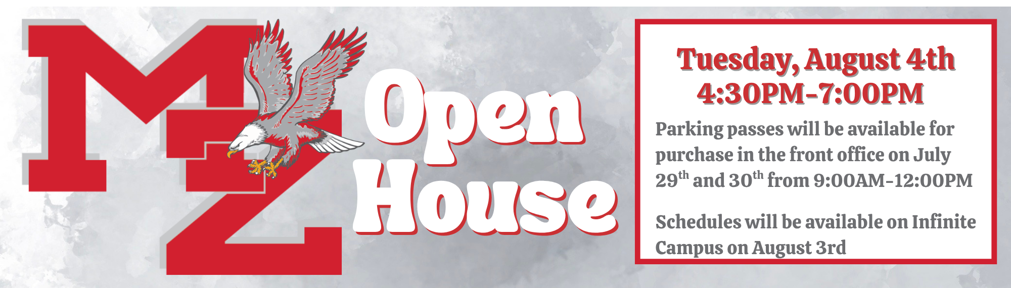 Open House August 4th 4:30pm to 7:00pm
