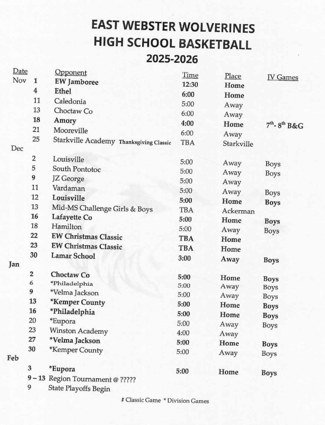 schedule