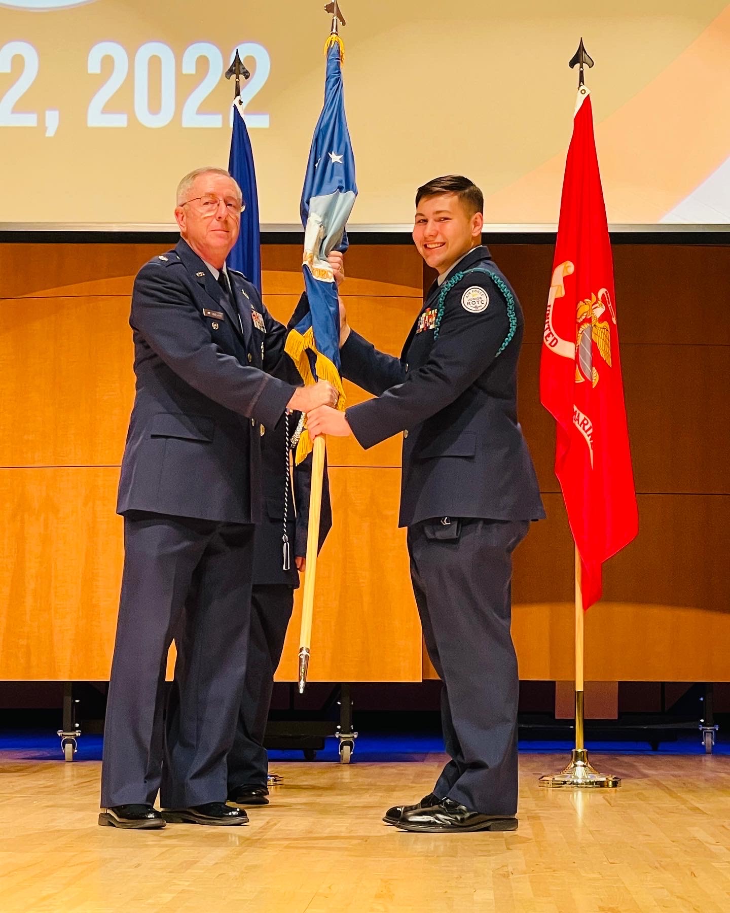 Ramond receiving award from Commanding Officer
