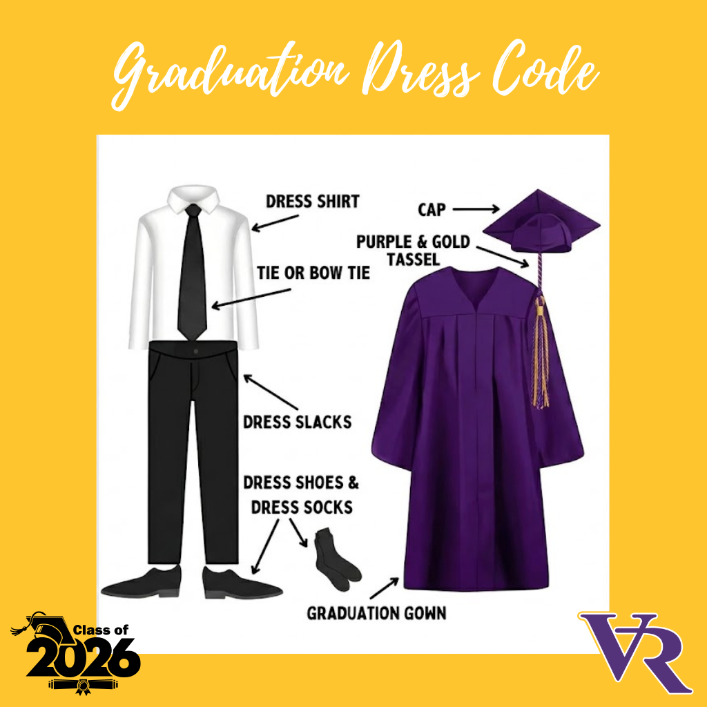 graduation dress code dress shirt tie or gow tie dress slacks dress shoes and dress socks cap purple and gold tassel graduation gown