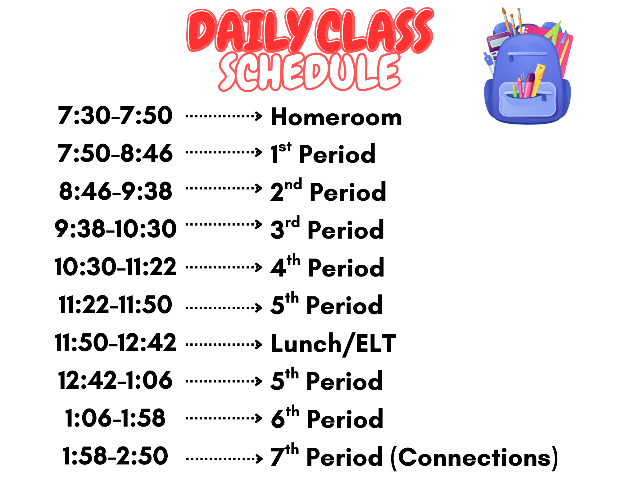 8th grade schedule 