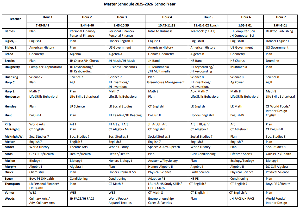 schedule