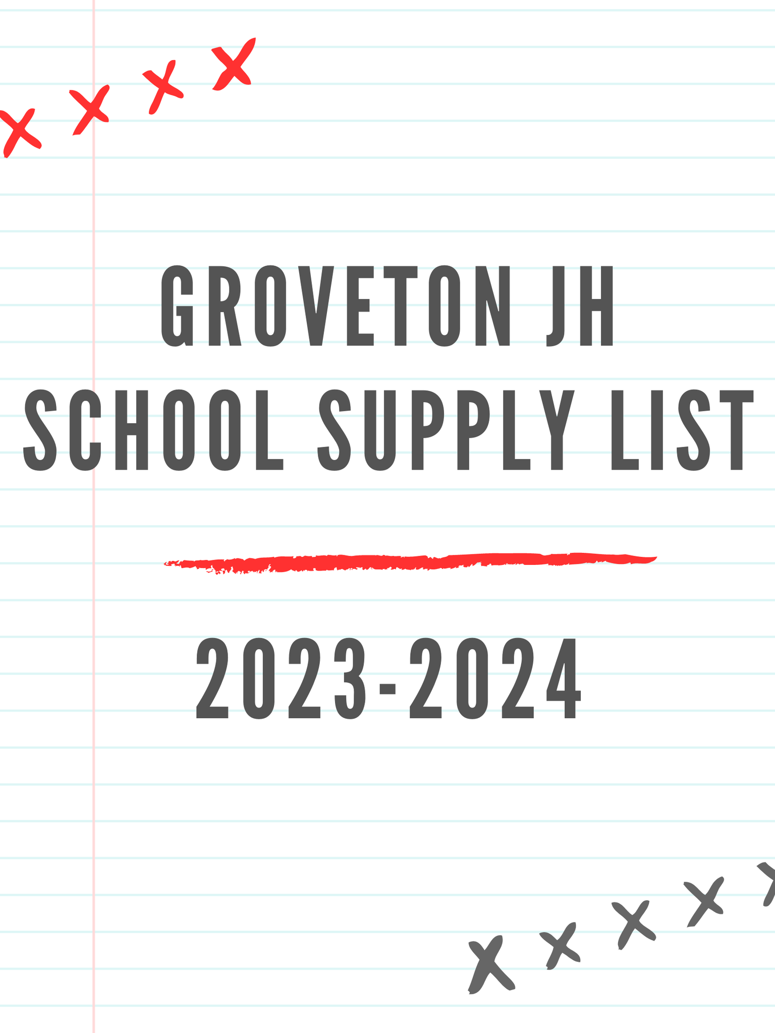 Jr High School Supply List Title Page
