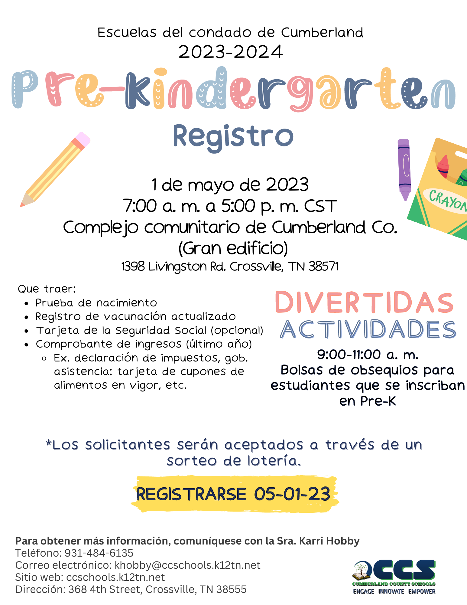 2023-2024 Pre K Registration - Spanish