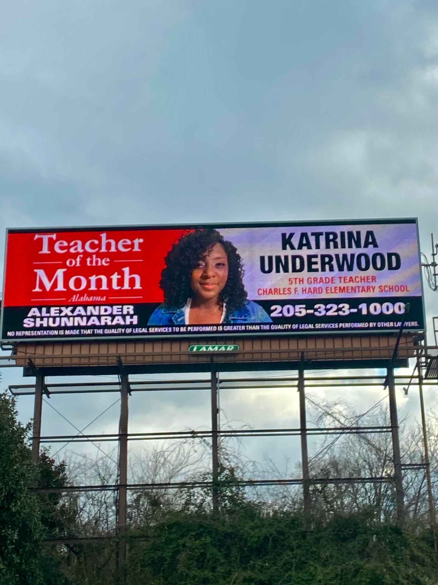 Katrina Underwood on an Alexander Shunnarah Billboard