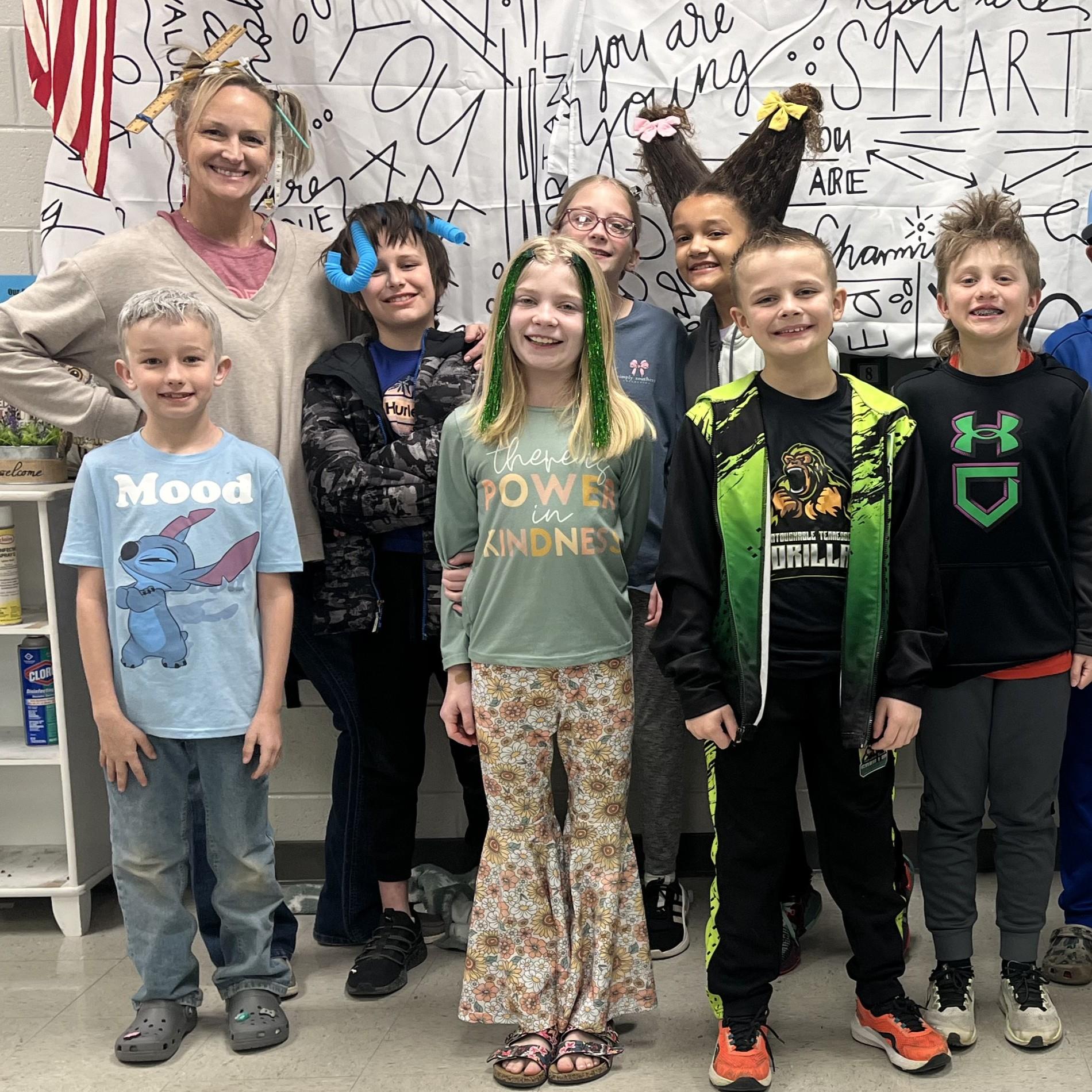 Students on Crazy Hair day