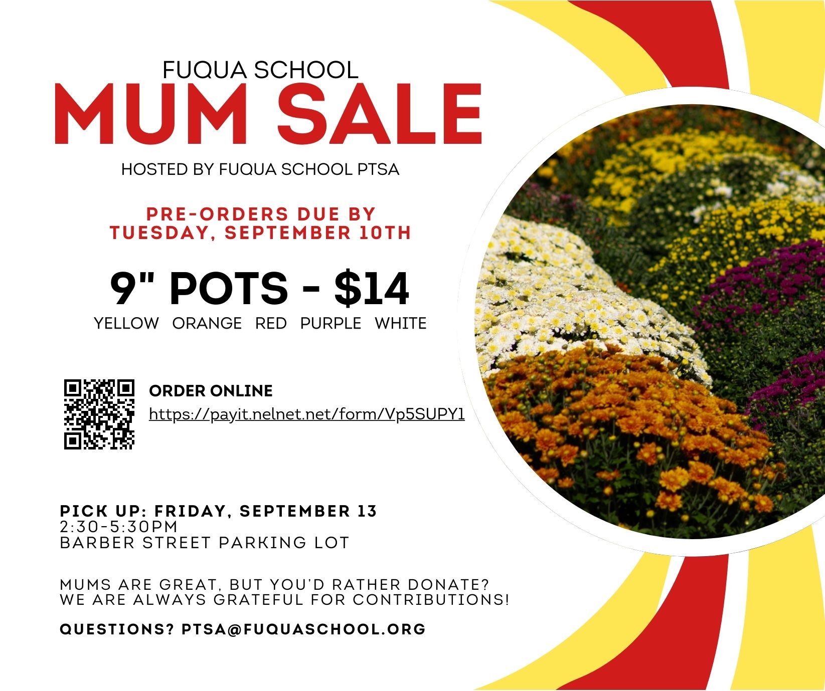 Mum Sale. $14 pick up Sep. 13