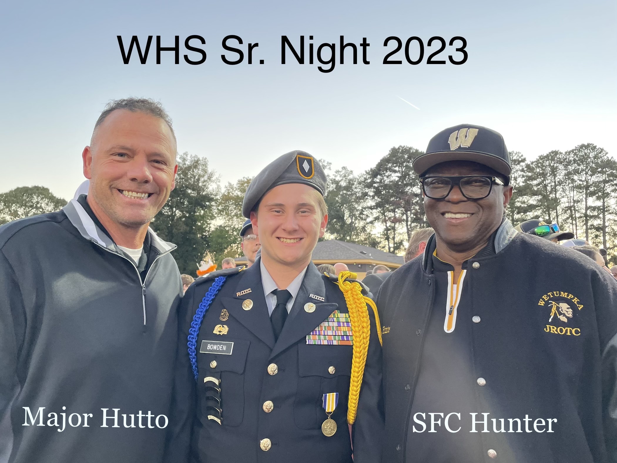 Senior Night; MAJ Hutto, C/MAJ Cory Bowden (BN XO) and SFC Hunter