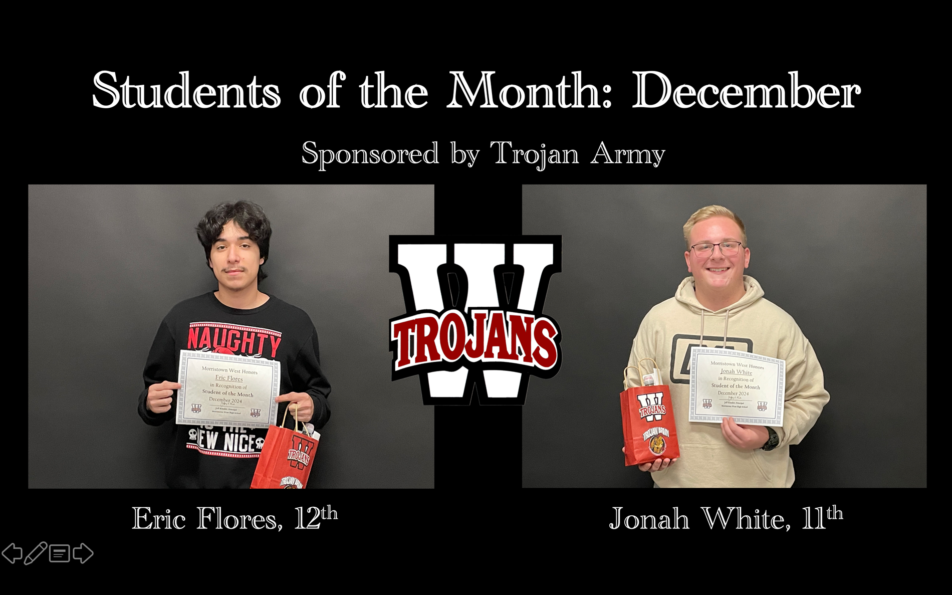 Jonah White and Eric Flores: Students of the month