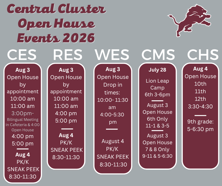 Cluster Open House Dates
