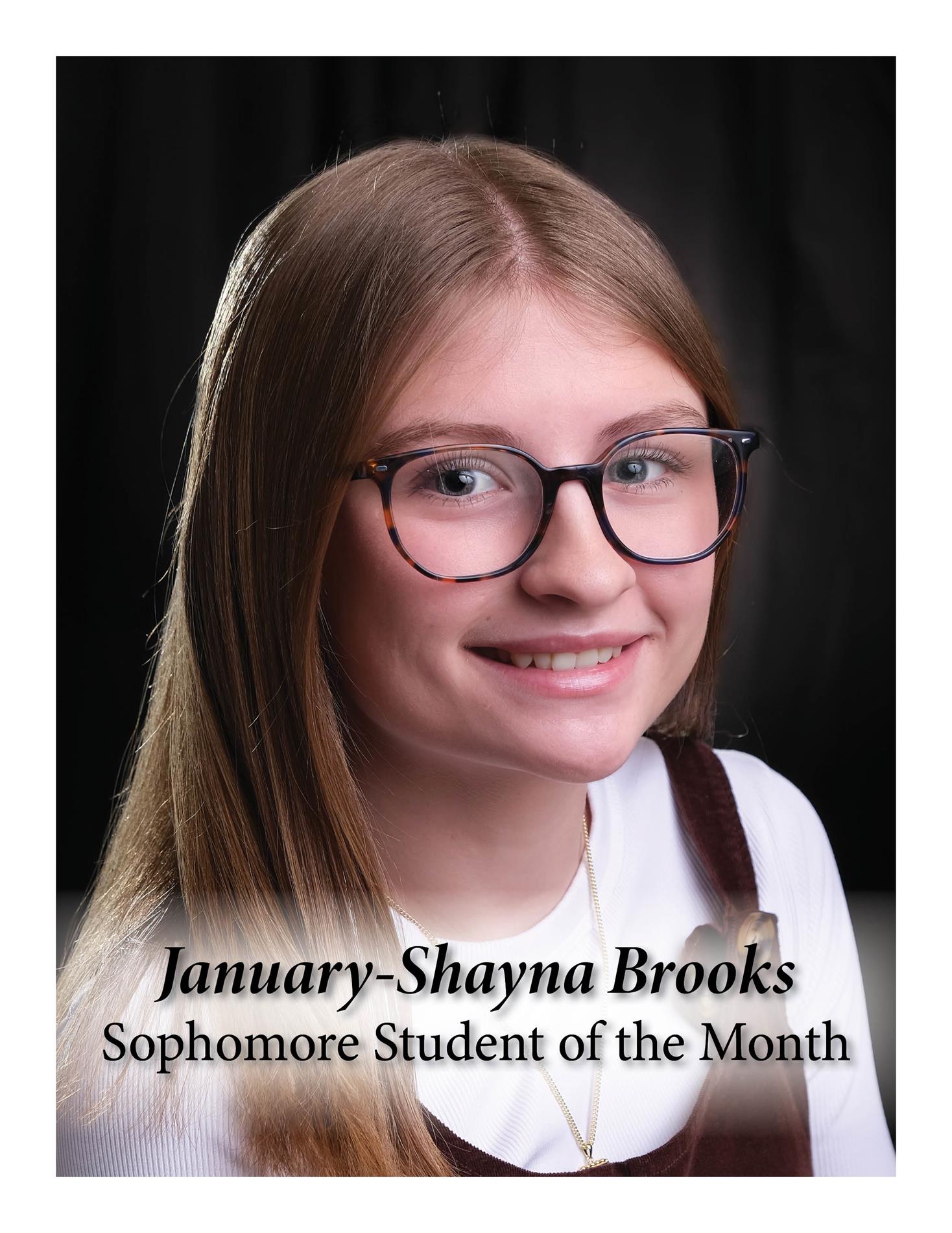 January Sophomore Student of the Month