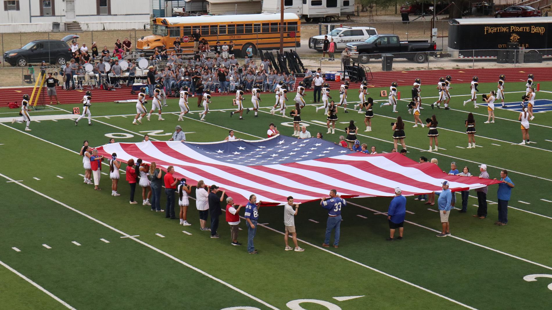 American Flag Displayed on the field