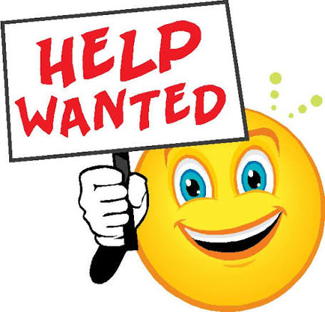 Smiling help wanted sign