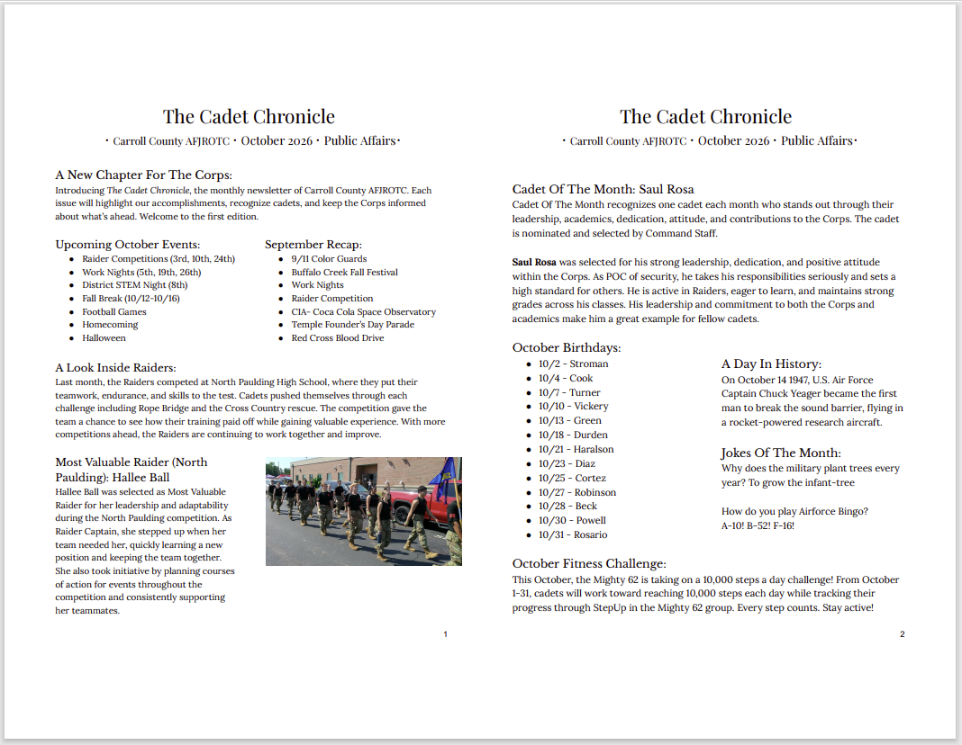 Cadet Chronicle October