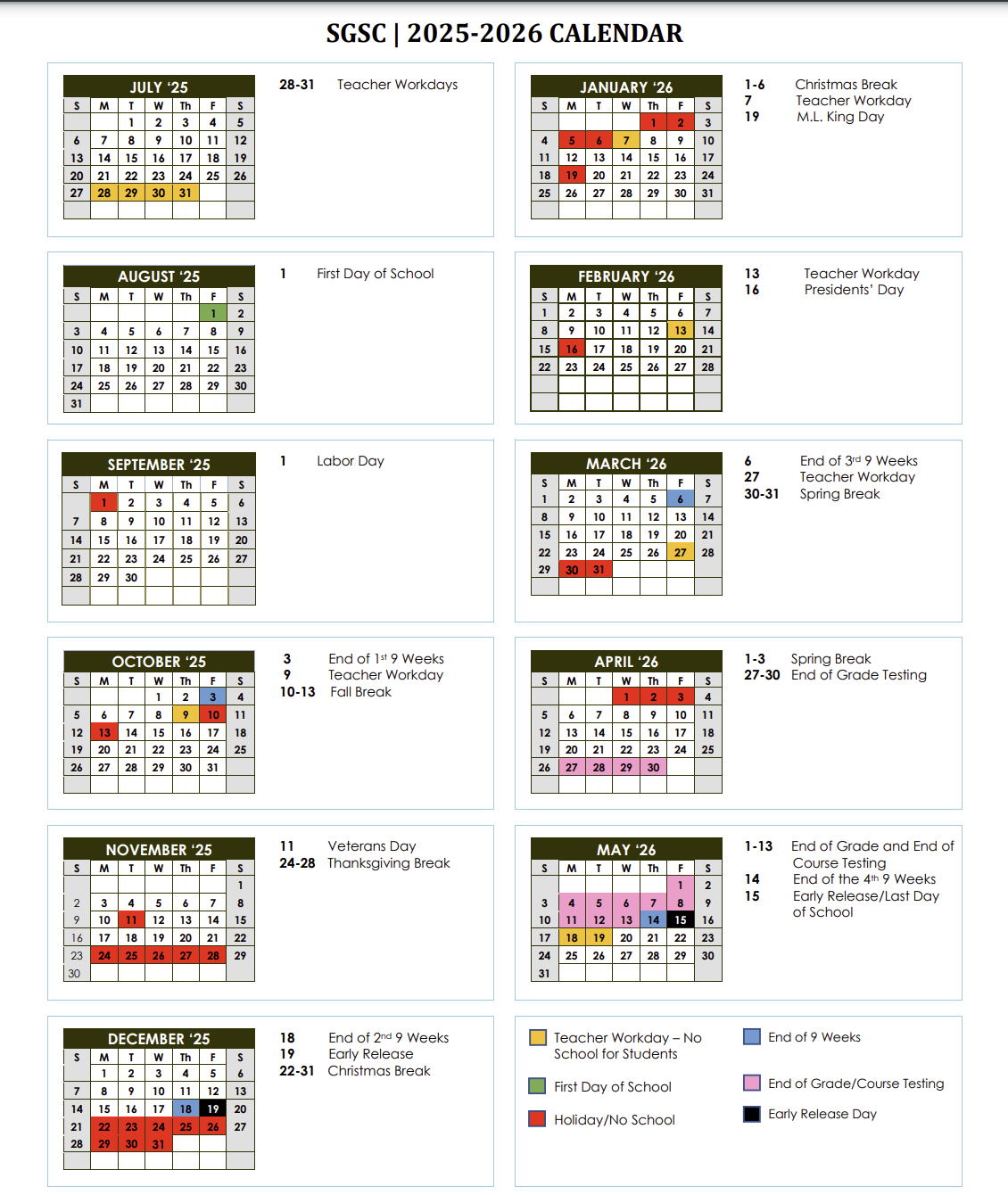 Approved 2025-2026 School Calendar