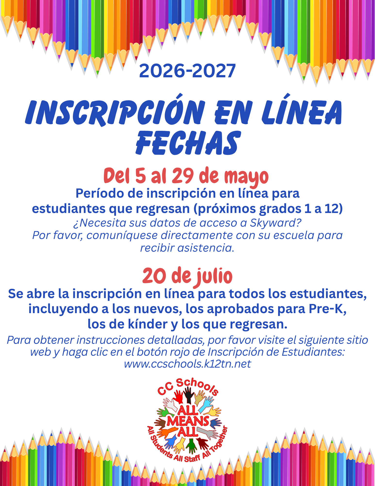 2026-2027 Enrollment Flyer for 1st -12 grade spanish 2026-2027 Enrollment Flyer for 1st -12 grade spanish