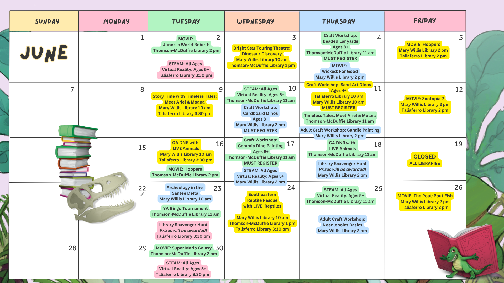 June 2026 Calendar of Summer Reading Events