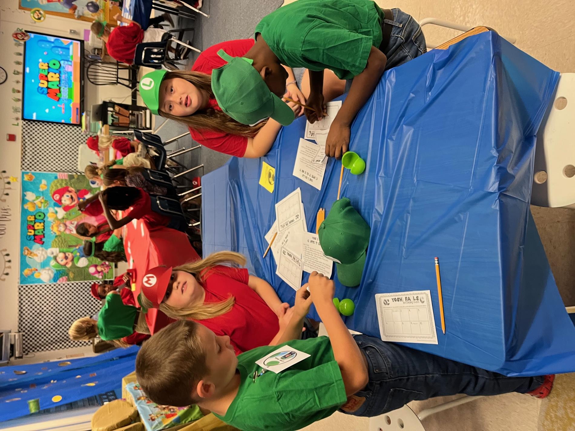 3rd grade students completing Mario Day activities