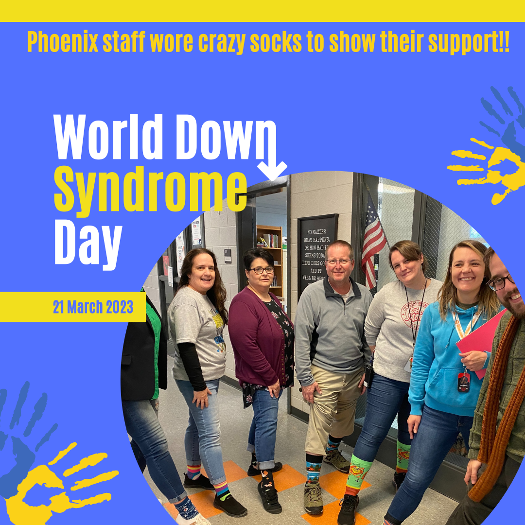 Teachers are wearing crazy sock to show their support of Down Syndrome Awareness Day.