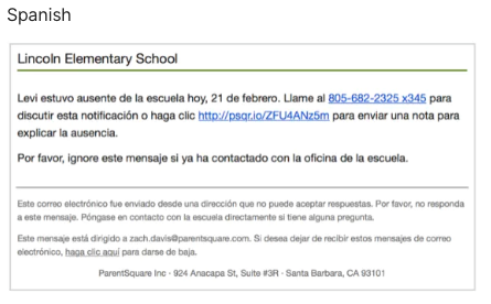 Email Sample - Spanish