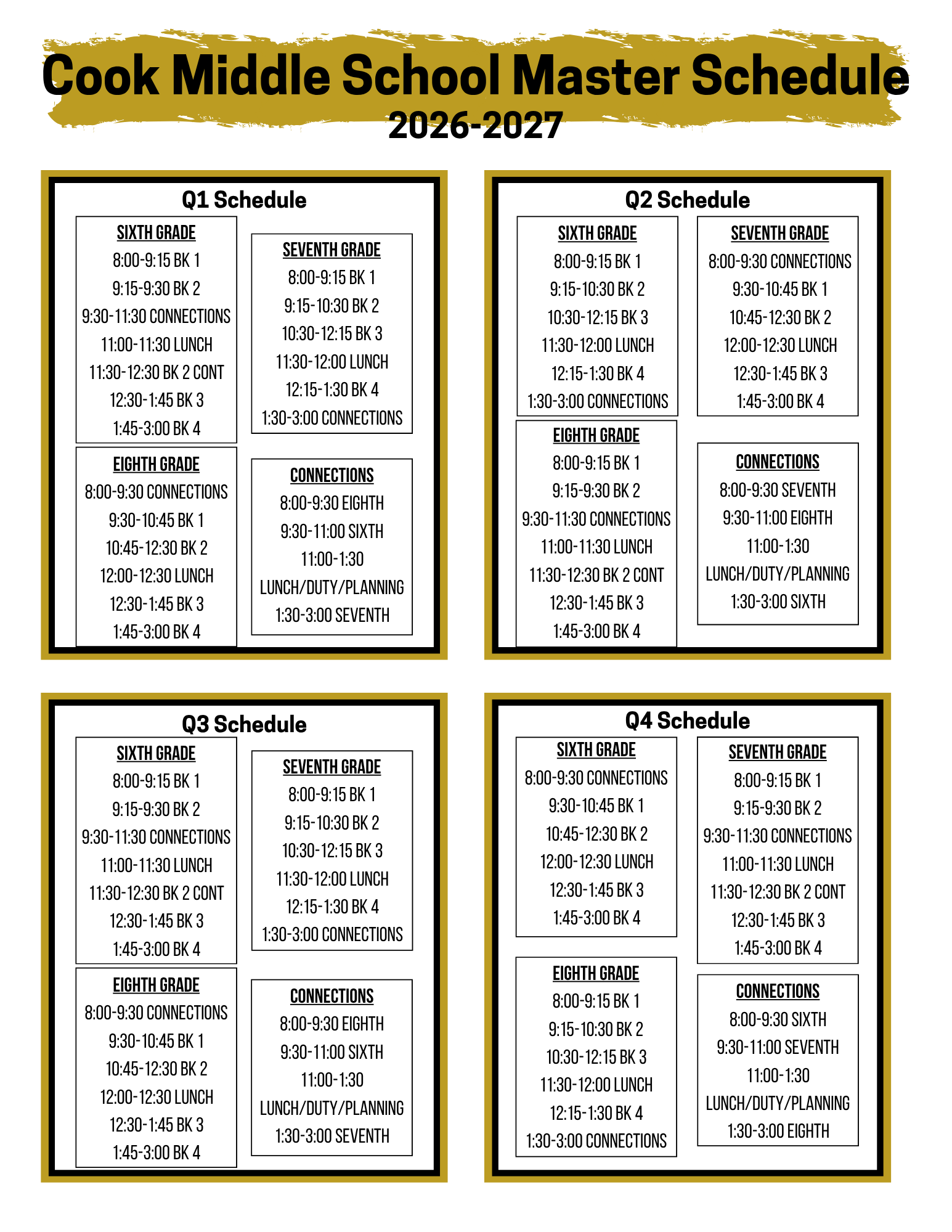 Master Schedule 