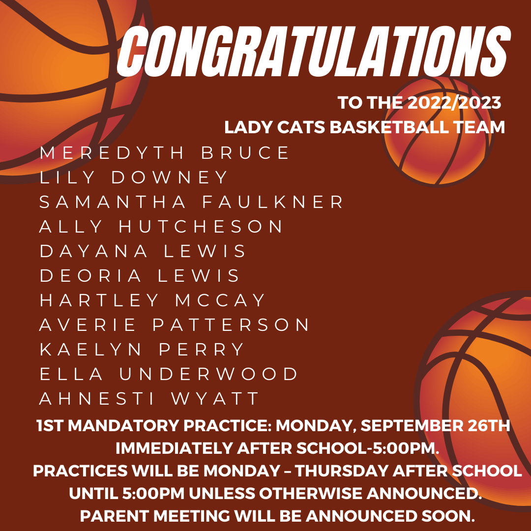 Mandatory practice begins Monday, September 26th starting immediately after school and ending at 5:00pm. Practices will be Monday – Thursday after school until 5:00pm unless otherwise announced. The date of the parent meeting will be announced soon.