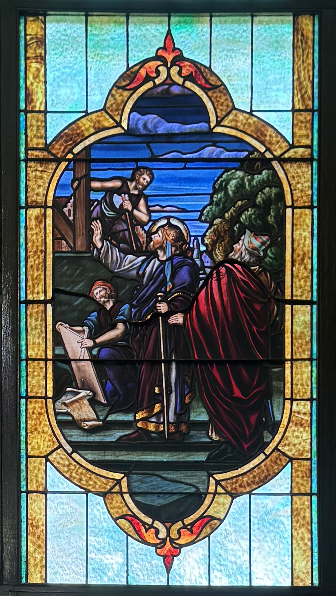 Stained Glass window Saint Edward and the Westminster Abbey