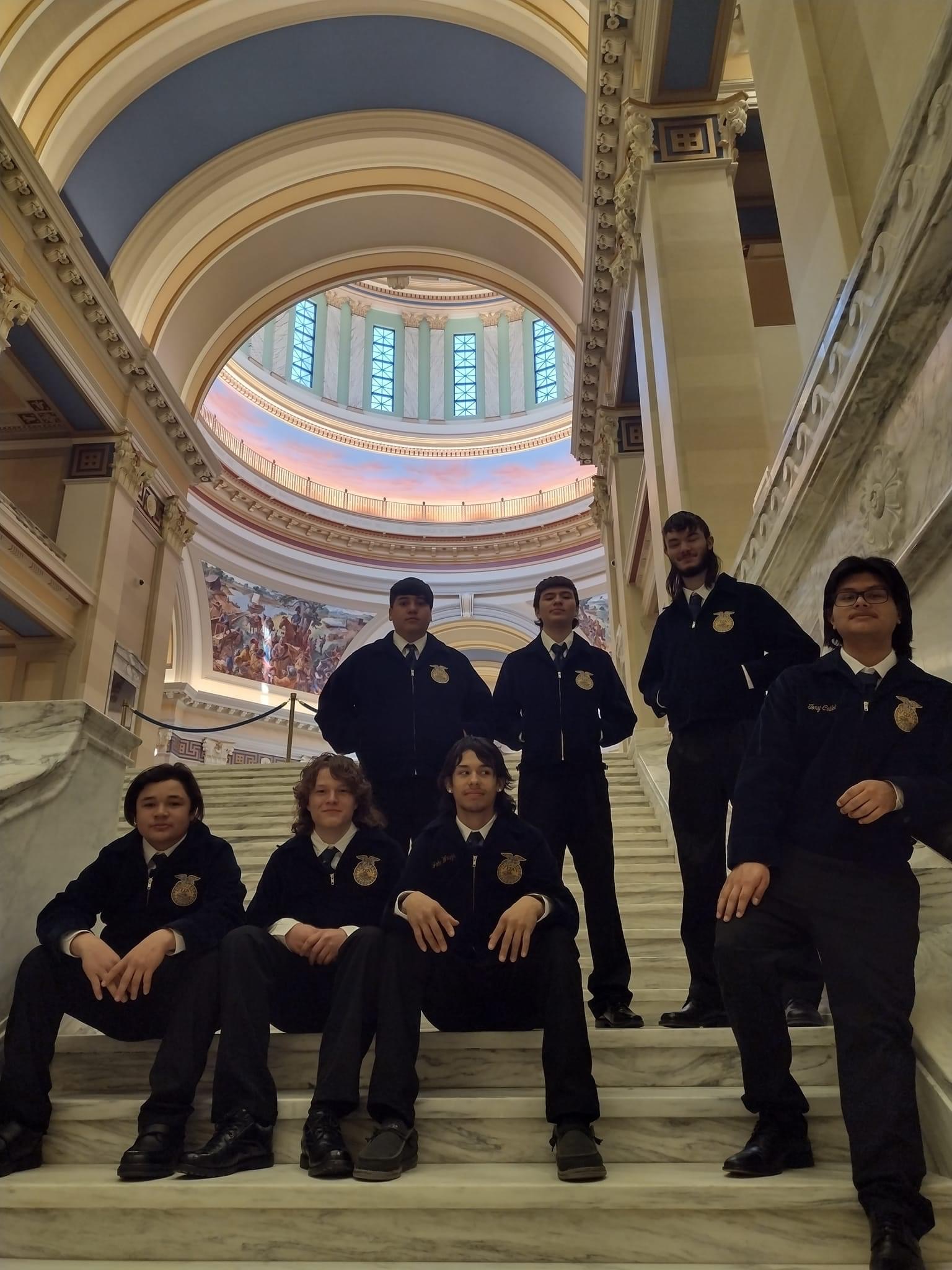 Hardesty FFA members at the Oklahoma State Capitol 
