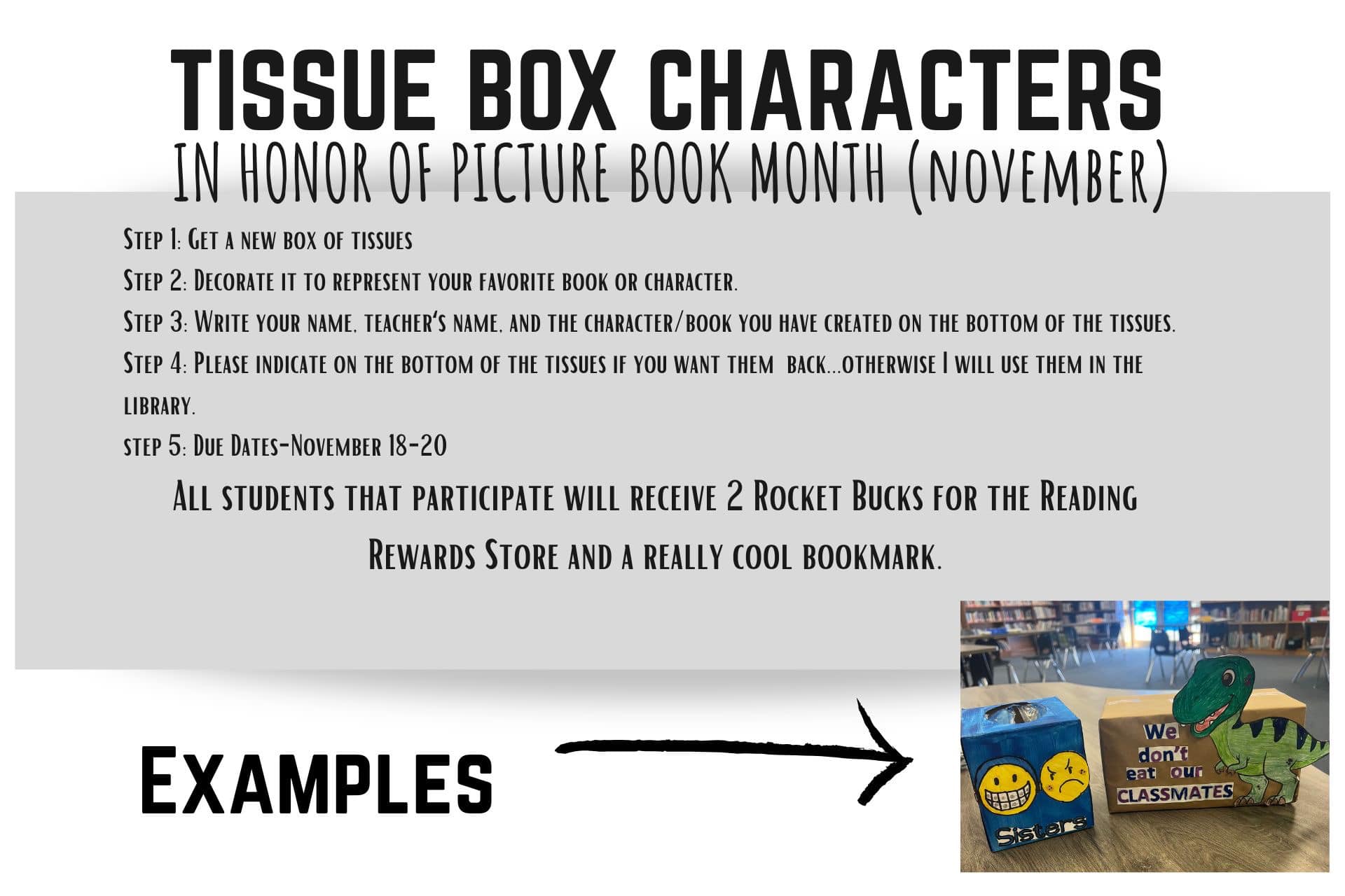 Tissue Box Project with Ms. Garner (In honor of Picture Book Month - November)