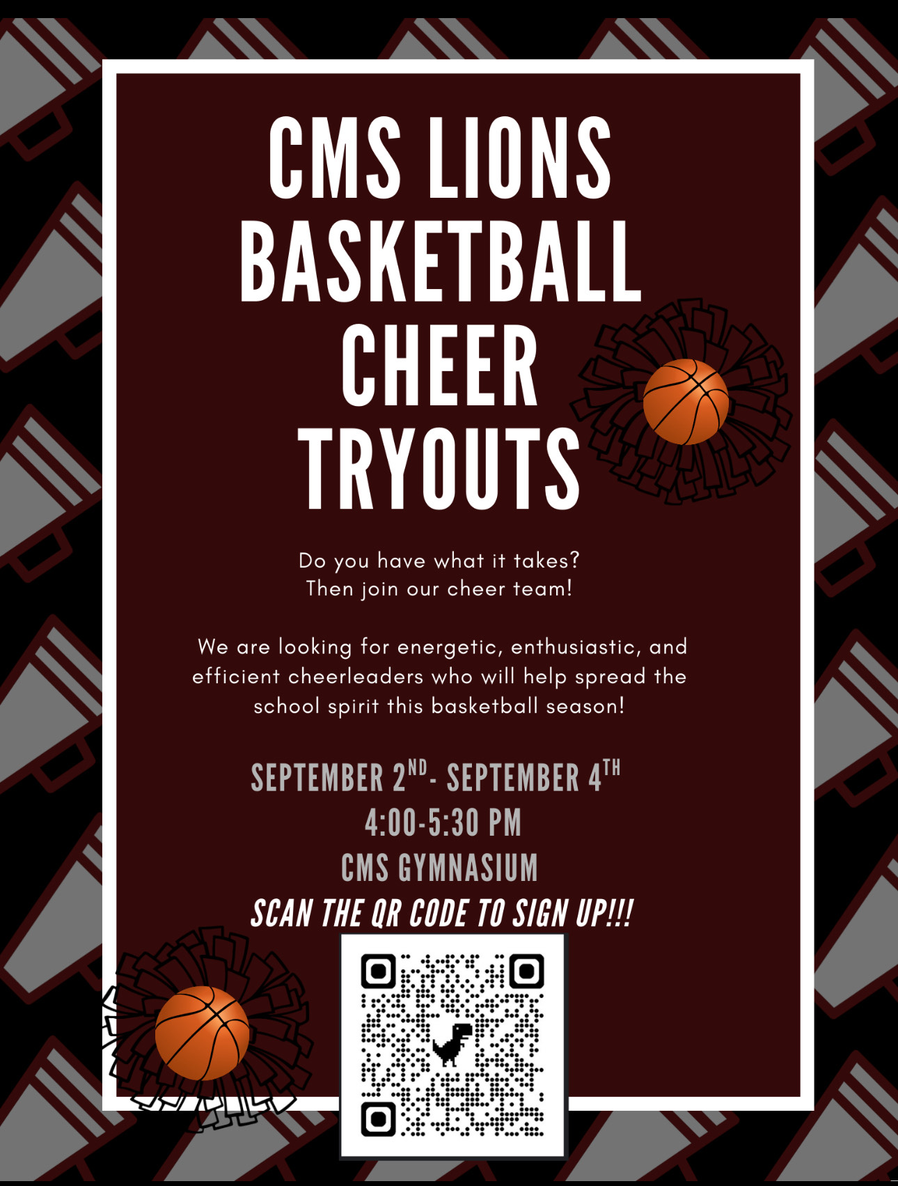 basketball cheer tryout flyer