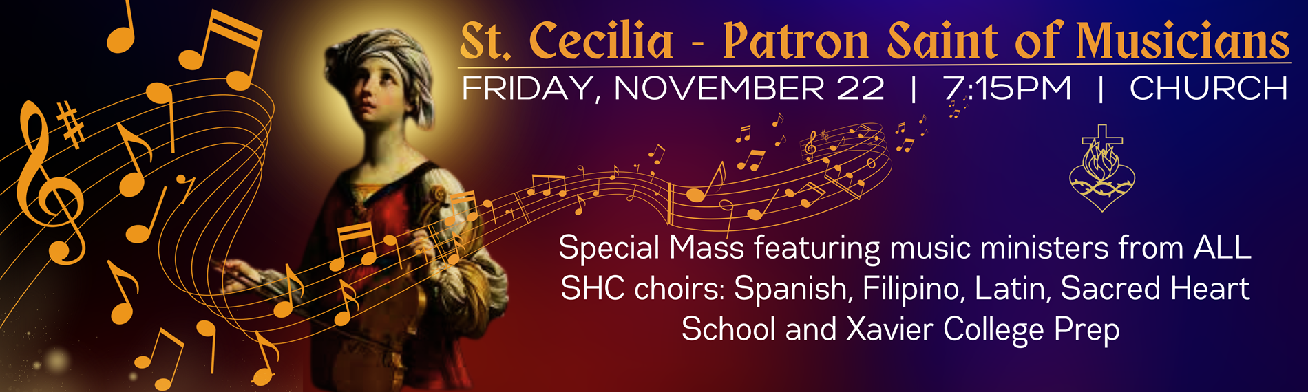 St Cecilia Mass | Fri Nov 22 | 7:15am