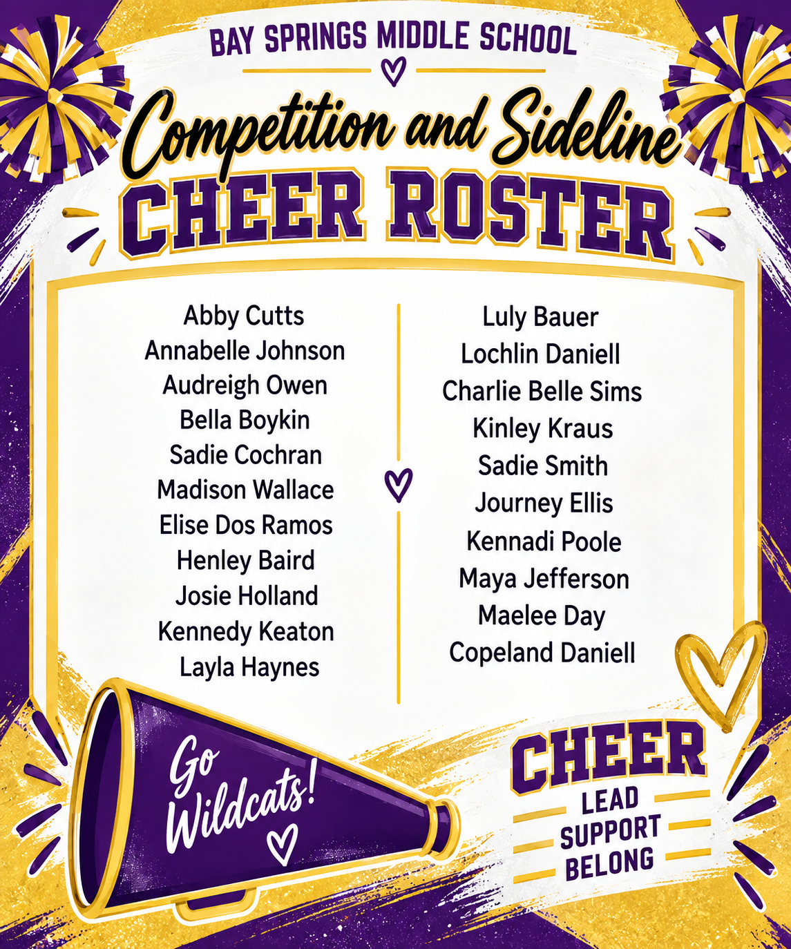 roster of cheerleader names