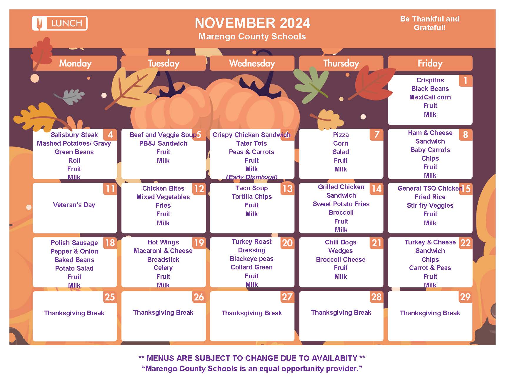 November2024 Lunch menu