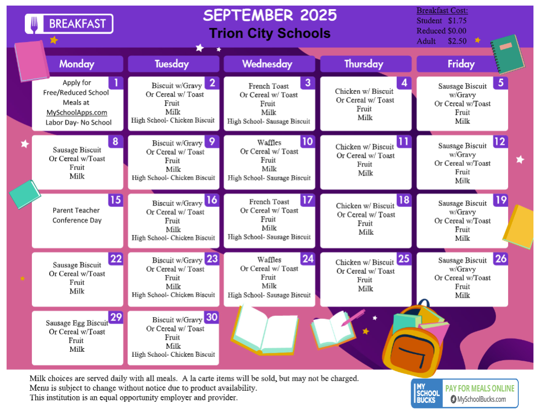 TCS BREAKFAST MENU: CLICK TO OPEN MENU IN READABLE TEXT