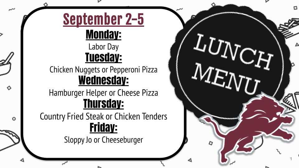 September 2-5 Lunch