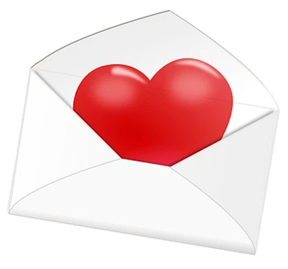 Image white envelop with red heart