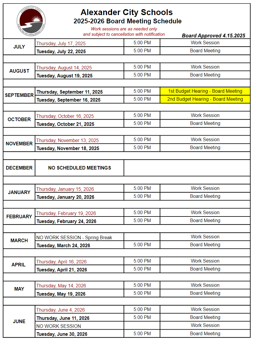 board meeting info