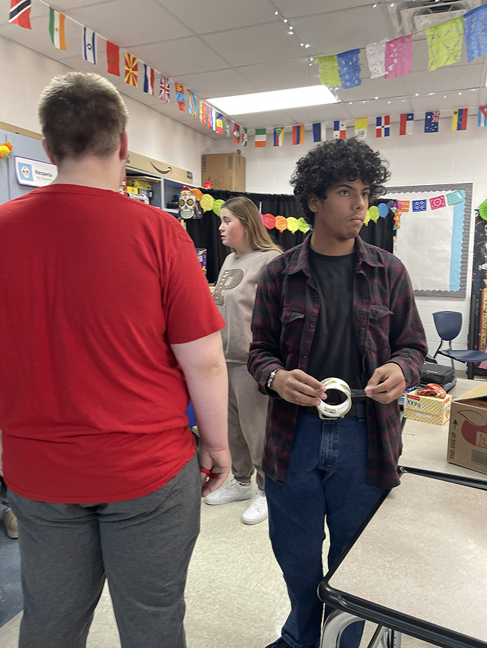 Students working on their altar