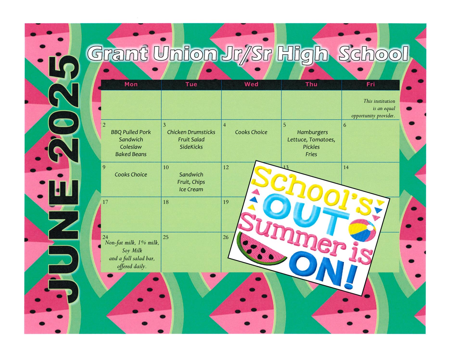 GU June Lunch Calendar