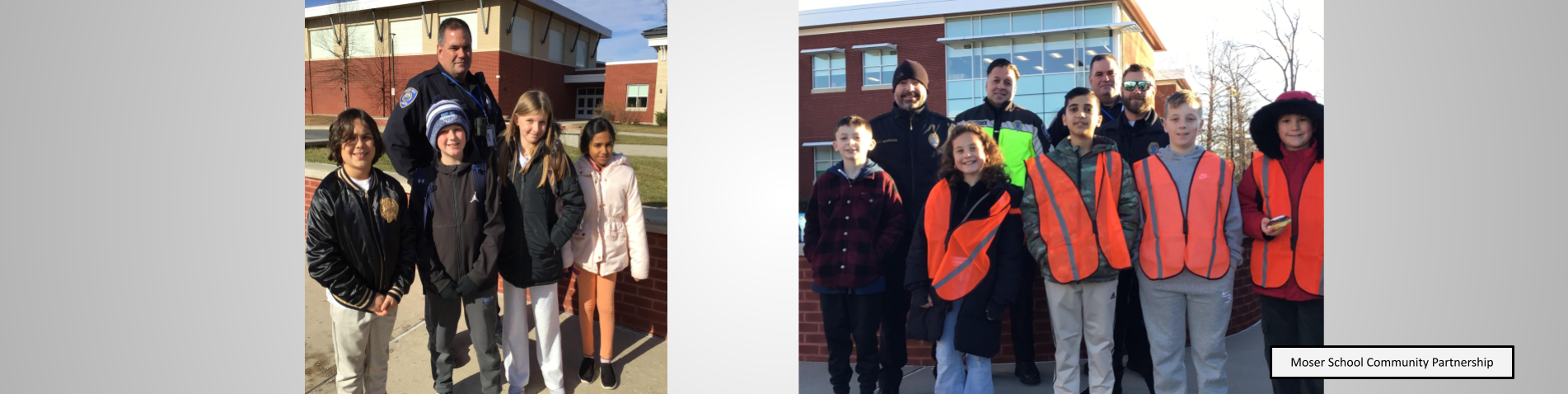 Students posing with Rocky Hill police department members