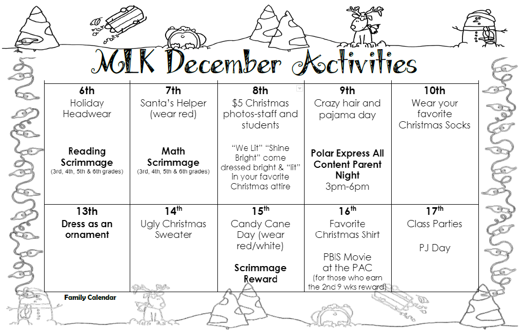 MLK December activities