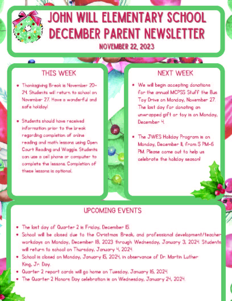 December Parent Newsletter